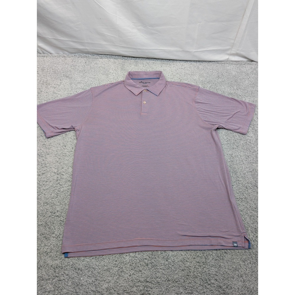 Peter Millar Seaside‎ Performane Polo XL Coral/Salmon & Blue Stripes MS21K61S